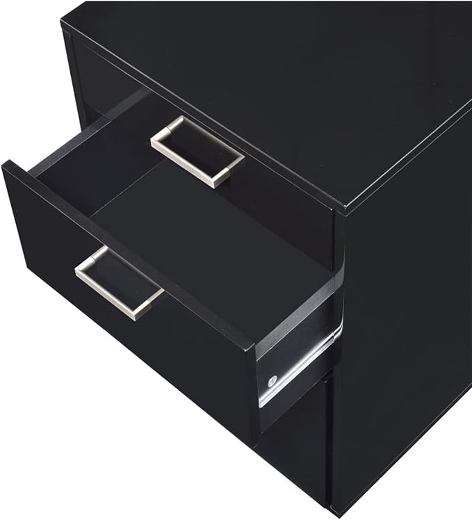 Hassyee High Gloss Rectangular File Cabinet with 3 Drawers Home Office Spacious Filing Cabinets for Entryways or Any Workspace Easy Installation (Black)