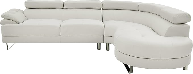Poundex F6984 Bobkona Isidro Faux Leather sectional