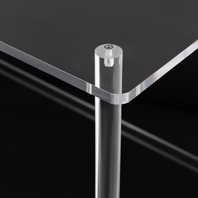 Double Acrylic Desk Home Office Desk Modern Minimalist Transparent Desk Writing Desk Transparent Desk with Monitor Stand for Office Living Room