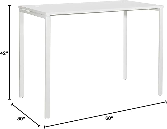 OSP Home Furnishings Prado Home Office Writing Desk 60 Inches Wide x 42 Inches High White