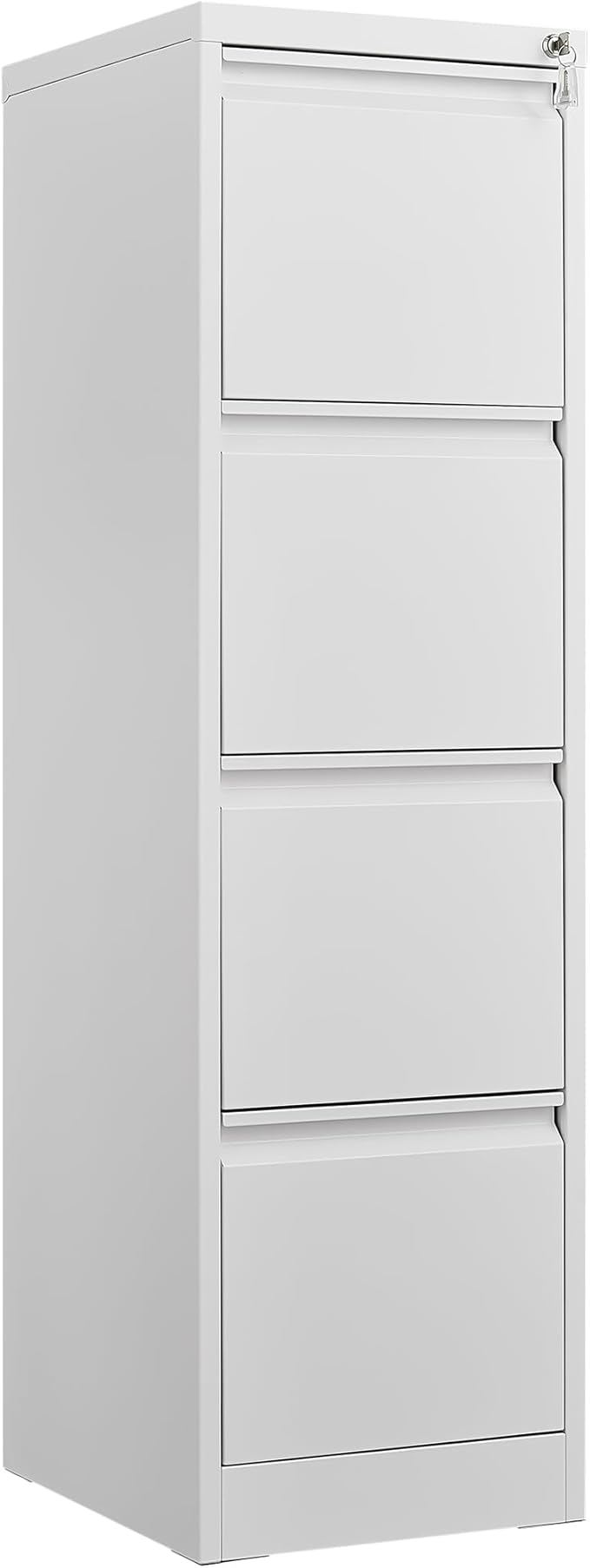 4 Drawer File Cabinet with Lock Small Filing Cabinets for Home Office Under Desk Locking Drawers Storage Cabinet OrganizerWhite