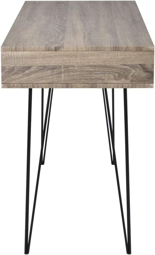 Computer Desk with Storage Shelves 43.3 Inch Console Table Home Office Student Study Bedroom Gaming PC Table Modern Writing Table Workstation for Small Space Oak