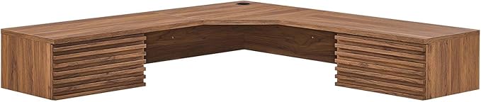 Modway EEI-6181-WAL Render Wall Mount Corner Office Desk Walnut