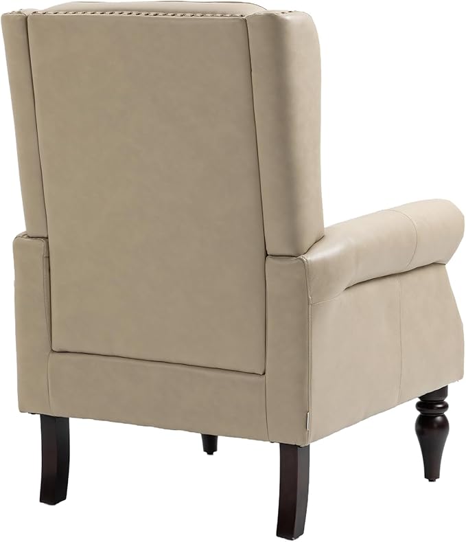 Modern Living Room Armchair Mid Century Accent Chair with Rolled Arms and Tufted BackUpholstered PU Leather Sofa Leisure Chair for Living Room/Bedroom/Office/Club