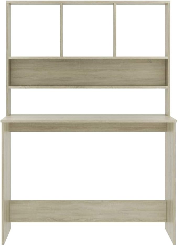 Small Computer DeskSchool Writing DeskHome Office DeskStudy DeskWork Home Office Desk for Small SpaceDesk with Shelves Sonoma Oak 43.3x17.7x61.8 Chipboard
