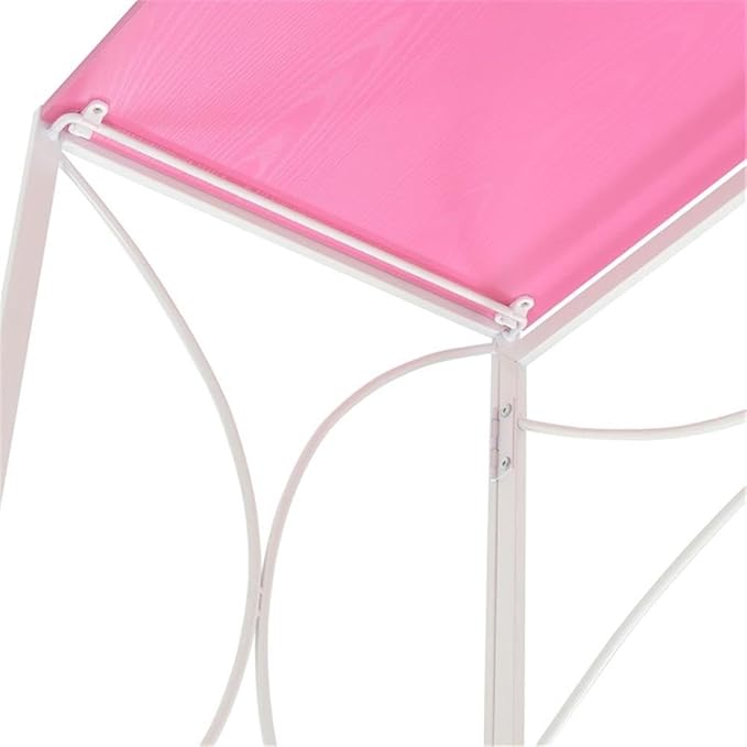 Pemberly Row Folding Desk 39.5 x 19.75 x 29.5 in Pink Wood Top White Metal Frame Space-Saving Design Lightweight Portable Desk for Home Office Dorm Room Compact Workspaces