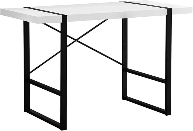 Industrial-Style Computer Desk 48 L White Laminate Black Metal Legs Modern Home Office Laptop Workstation