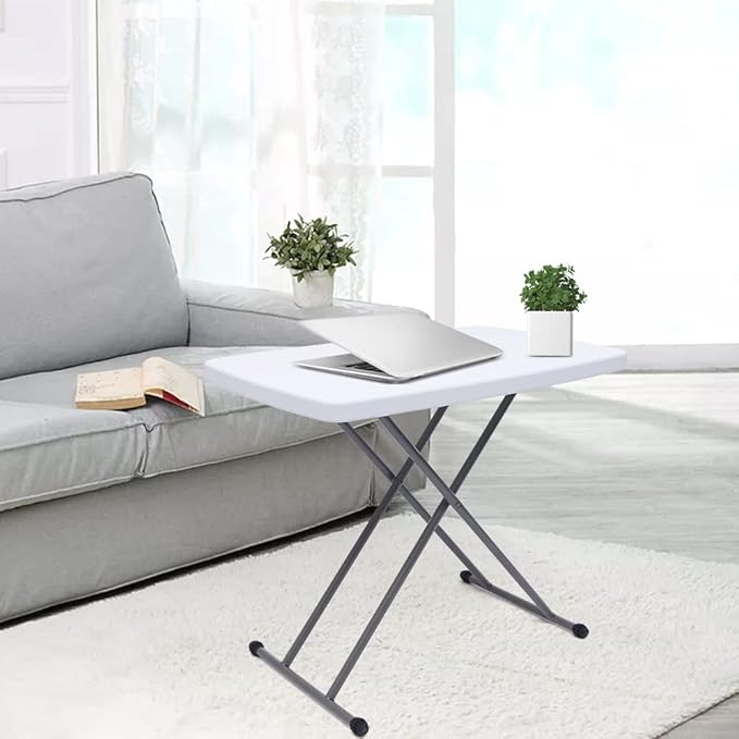 Adjustable Folding Laptop Desk Height Adjustable Folding Table Snack Desk Portable Folding Desk Writing Computer Desk for Home Office Trips No-Assembly White