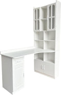 L-Shaped Corner Computer Desk with Hutch Home Office Desk with Storage Shelves Bookcase Cabinet &amp Drawer for Study Room Large Working Space Computer Table for Small Space