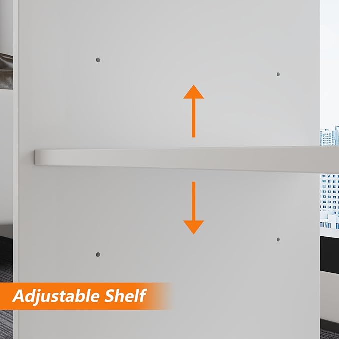 WOODTIME White L Shaped Office Desk with 3 Drawers &amp 2 Shelves 55 Inch Reversible Corner Computer Desk Home Office Executive Writing Sturdy Desk with Metal Legs