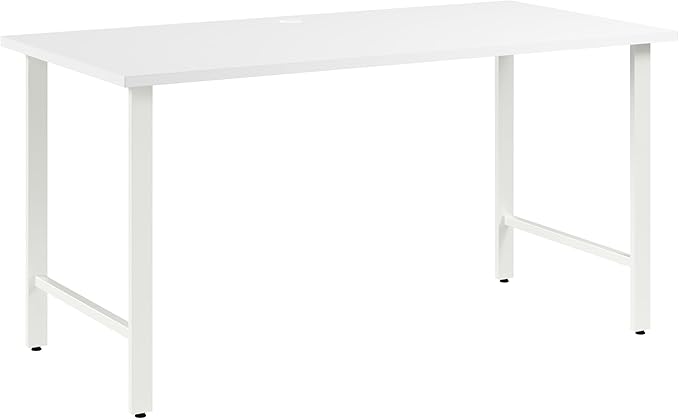 Bush Business Furniture Hustle 60W x 30D Computer Desk with Metal Legs in White Modular Office Table for Home and Professional Workspace