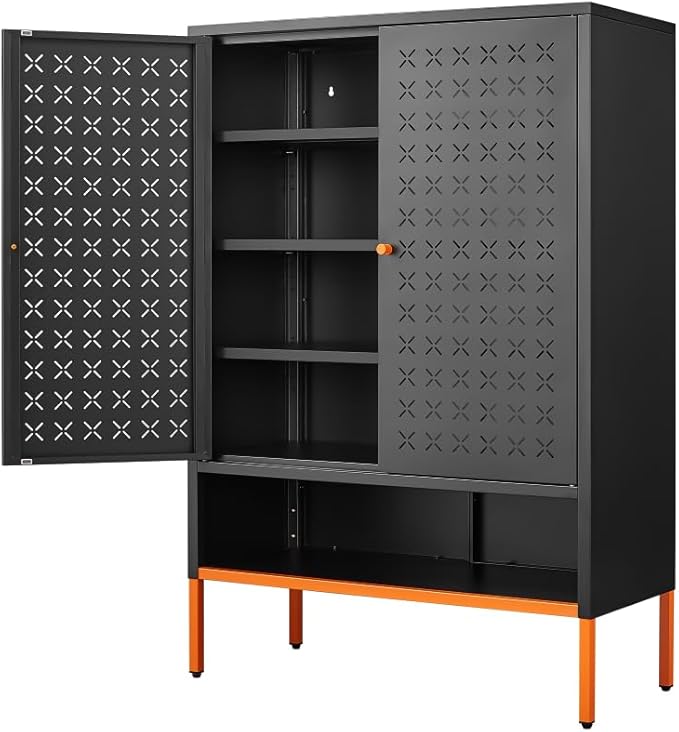 Suitable for Steel Storage cabinets in Living Rooms Kitchens and bedrooms and Office File Cabinet 2 Movable partitions (Hua-Black)
