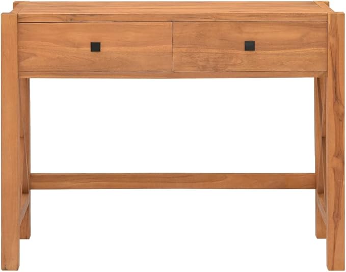 39.4 Inch Computer Home Office Desk with 2 Drawers Wood Console Table Study Writing Table PC Laptop Work Table Workstation for Space Saving Design Rustic Brown