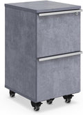 NBF District Two-Drawer Mobile Storage Pedestal with Locking File Drawers – Mobile File Cabinet with Brushed Nickel Pulls - Pedestal Office Filing Cabinet with Wheels (Stormy Gray)