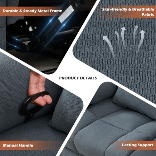 Recliner Loveseat Sofa with Cup Holders 2-Seater Fabric Reclining Couch Manual Recliner Chairs Sofas Wall Hugger for Living Room Small Spaces Home Theater RV Ergonomic Love Seats (Blue - 2 Seats)