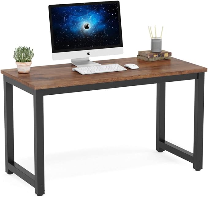 Tribesigns Modern Simple Computer Desk 47 inch Vintage Office Desk Computer Table Study Writing Study Desk Workstation for Home Office Rustic Brown