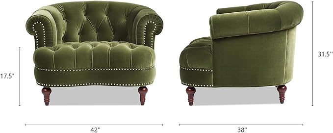 Jennifer Taylor Home La Rosa Victorian Tufted Upholstered Accent Chair Olive Green Performance Velvet