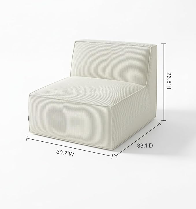 Amada 33 Cloud Sectional Couch Middle PieceMemory Foam Modular Sofa with Back Support Convertible Boneless Couch Portable Sofa Chair Comfy Floor Sofa Lounge for Living Room Bedroom Beige Single