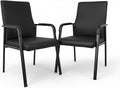 Leather Office Guest Chair Guest Conference Room Chair 600 LBS Capacity High Back Reception Chair with Padded Armrests No Wheels Black - 2 Pack