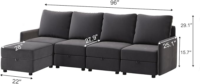 COMHOMA Convertible Sectional Sofa Couch Free Combination L/U Shaped Sofa with High Density Memory Foam Modular Oversized Cloud Couch for Living Room Apartment and Small Space 5 Seaters