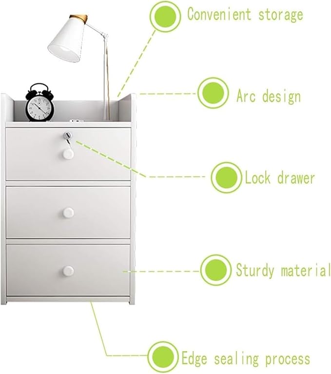 File Cabinet Office Filing Cabinet with Lock Three-Tier Drawer Cabinet Information Cabinet Under Desk Storage(Color:A)