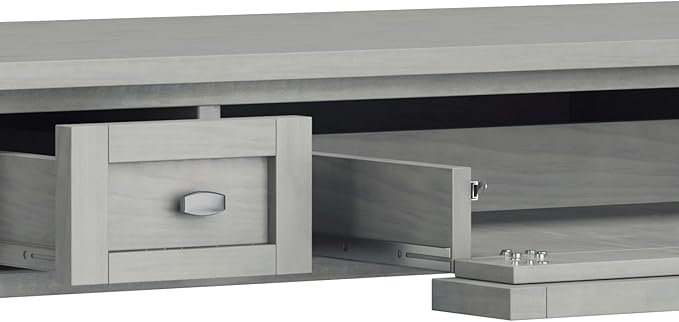 SIMPLIHOME Warm Shaker Desk - 48 Inch Wide Solid Wood Writing Desk in Fog Grey Transitional Home Office Computer Table for Workspace or Study with Flip-Down Keyboard Tray and 2 Drawers