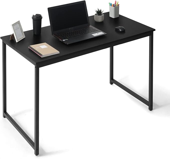 CAPHAUS 47 Inch Modern Computer Desk for Home Office Gaming &amp Small Spaces - Compact Black Writing Desk Easy Assembly 220 lbs P2 Board