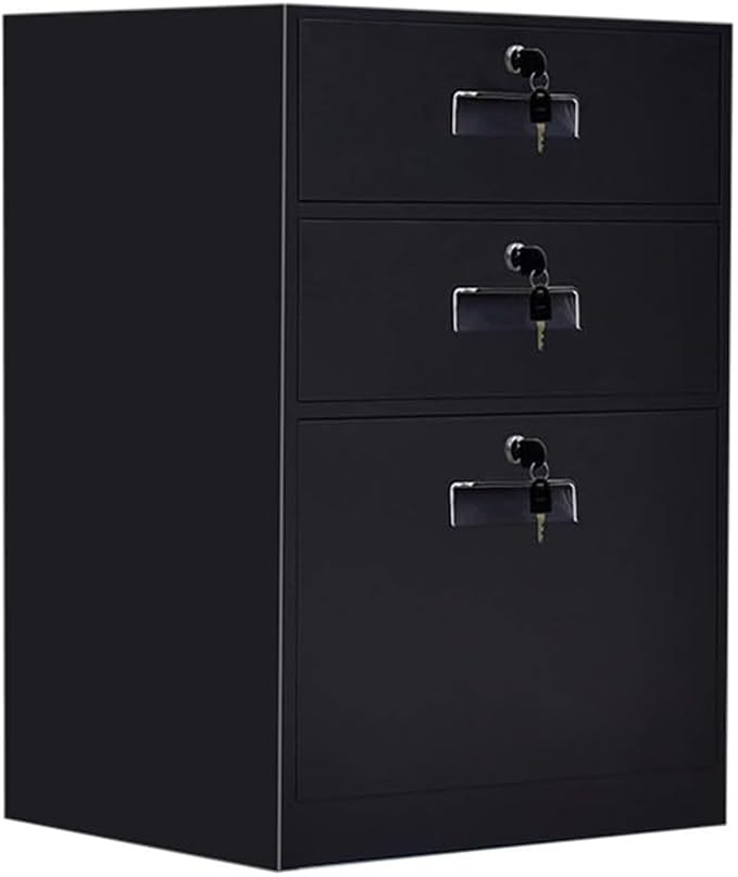 File Cabinet Three-Drawer File Cabinet Metal Desk Side Cabinet Bedside Cabinet Office File Cabinet Under Desk Storage(Color:C)