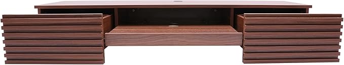Wall Mounted Desk Floating Computer Desk with 2 Pull Out Drawers Wall Mount Office Desk Wall Mount Table Laptop Computer Writing Study Table for Living Room Bedroom Office (Brown)