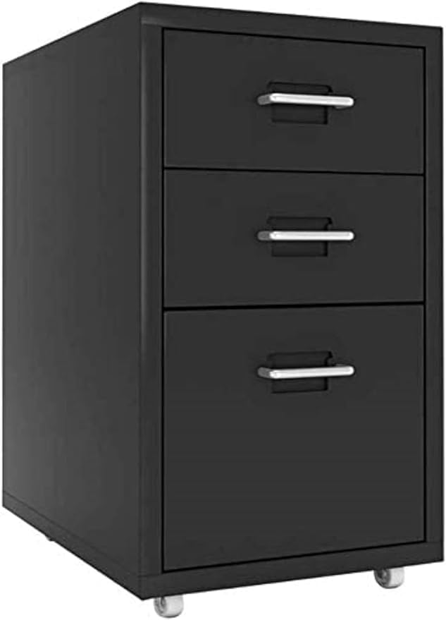 Mobile Filing Cabinet Multi-Layer Drawer Manager Floor-Standing Office Cabinet Commercial Storage Cabinet(Black)