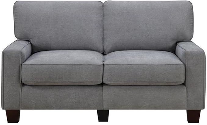 Pemberly Row Modern Loveseat Sofa for Small Apartments 2 Seater Couch for Living Room Tool-Free Assembly Light Grey