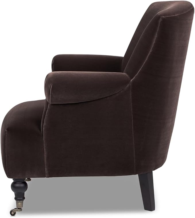 Jennifer Taylor Home Eloise 30 Pleated Sock Arm Accent Armchair Deep Brown Performance Velvet