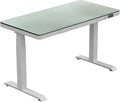 LifeSpan Fitness SDG Electric Glass Standing Desk with Liquid Chalk Mark | 24 x 46 Standing Frame Height Adjustable Sit Stand Desk for Home Office and Ergononic Workstations (White)