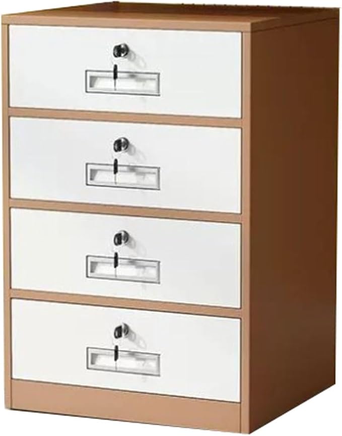 Aimeryup 4-Drawer File Cabinet Metal Clip 4-Tier with Lock Storage Study Low Cupboard Desk Office Hotel 44X39X65CM(Size:44X39X65CMColor:A)