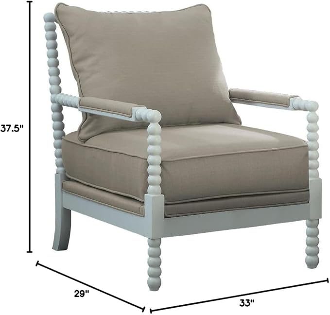 Best Master Furniture HL32 West Palm Solid Wood Living Room Accent Chair in Beige/White