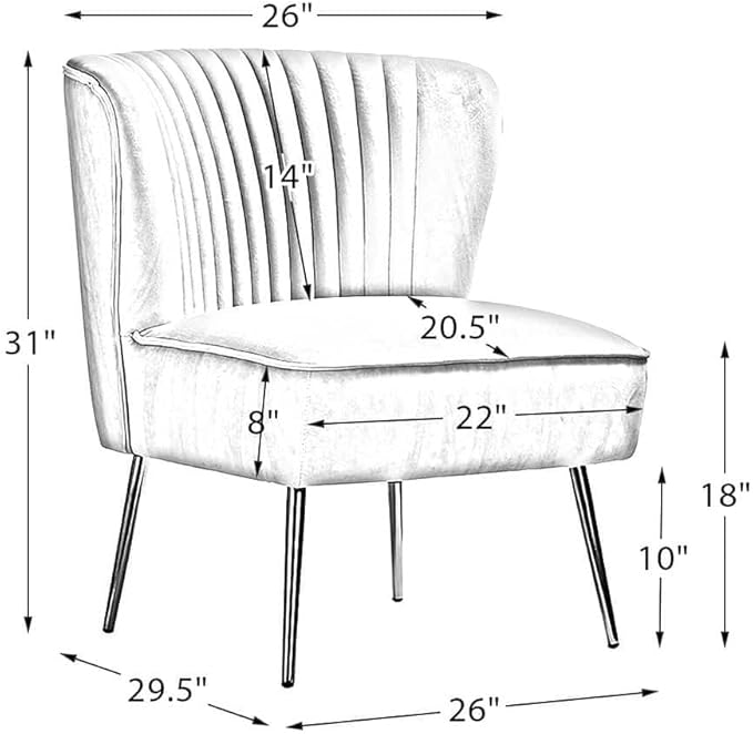Purple Color Modern Chair for Living Room 29.5 in. D X 26 in. W X 31 in. H Size Foam Filled Velvet Seat Wood Frame Gold Legs Channel Tufted Backrest | All Season Pretty Plum Shade