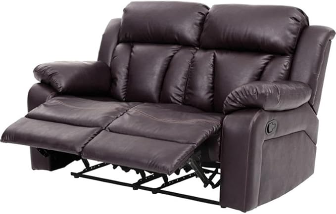 Glory Furniture Daria Faux Leather Reclining Loveseat in Dark Brown