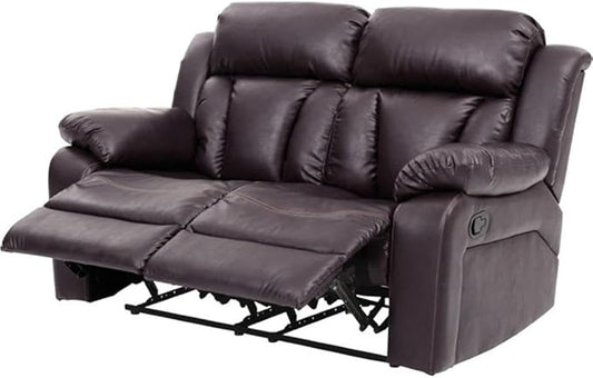 Glory Furniture Daria Faux Leather Reclining Loveseat in Dark Brown
