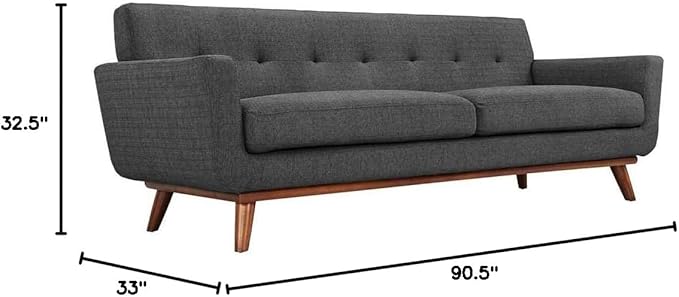 Modway Engage Mid-Century Modern Upholstered Fabric Sofa in Gray