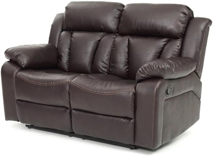 Glory Furniture Daria Faux Leather Reclining Loveseat in Dark Brown