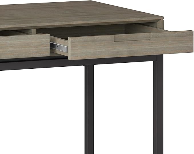 SIMPLIHOME Banting Desk - 72 Inch Wide Solid Wood and Metal Writing Desk in Distressed Grey Modern Industrial Home Office Computer Table for Study with 2 Drawers and Flip-Down Keyboard Tray