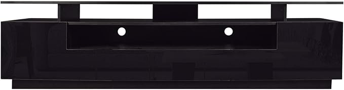 Yoglad TV Stand for TVs Up to 80 Inches Entertainment Center with LED Light Solid Media Console with Storage Drawers and Cabinet for Living Room(Black 76)