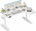 FEZIBO 55×32 inch L Shaped Electric Corner Standing Desk 4 Memory Height SettingsHome Office &amp Computer Height Adjustable Table Ergonomic Sit and Stand Up Workstation with Splice BoardWhite To