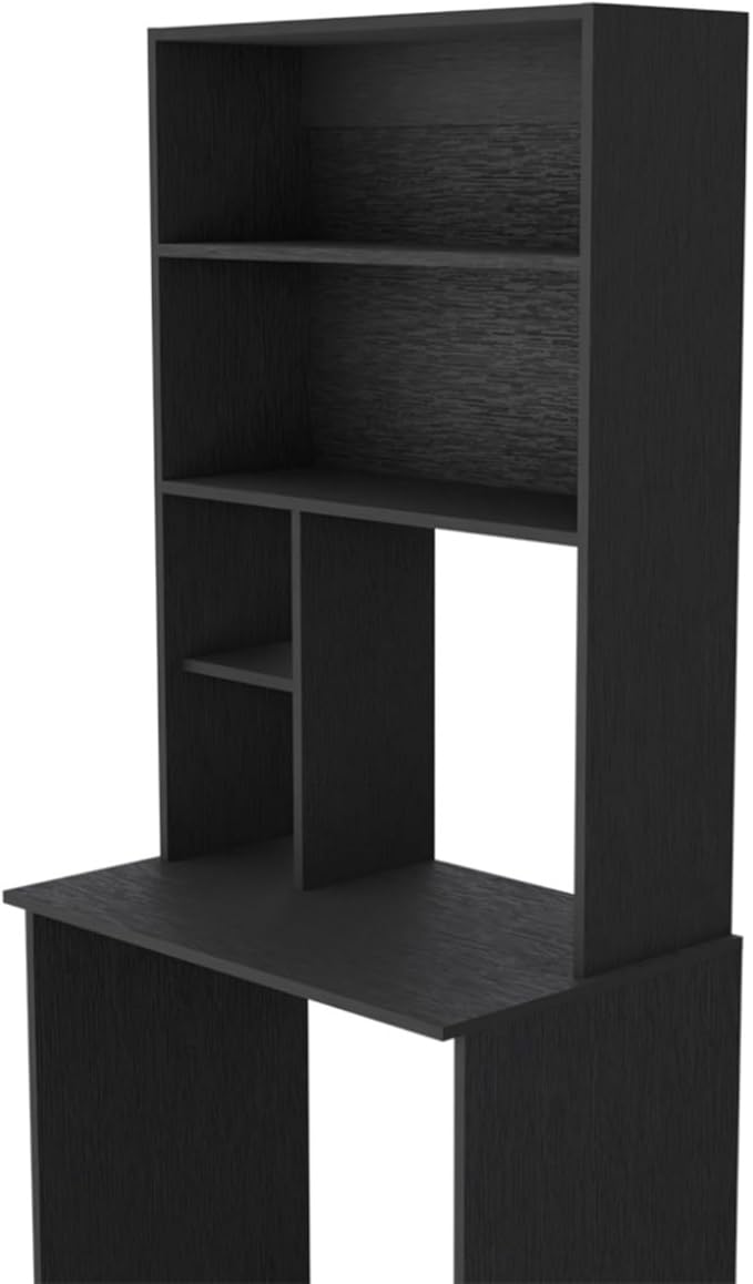 Hassyee Freestanding Home Office Desk Computer Desk with CPU Stand and 4 Open Storage Shelves for Small Space Modern Laptop Desk Writing Study Desk with Hutch for Dorm Bedroom