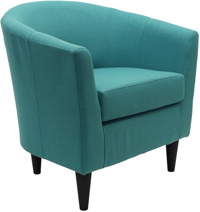 Pemberly Row Traditional Fabric Club Chair 32 H x 30.5 W x 27.5 D Polyester Upholstery Caribbean Blue Finish Padded Seat Classic Accent Chair for Living Room or Home Office