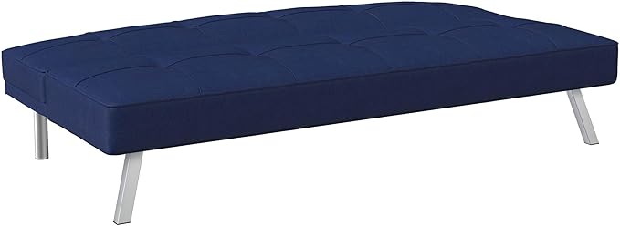 Serta® Rane 66.1 Convertible Futon Sofa Short Twin Size Modern Transitional Tufted Back and Seat Cushion Dream Coil® Comfort Fingerguard® Pinch Point Protection Woven Fabric Navy Blue
