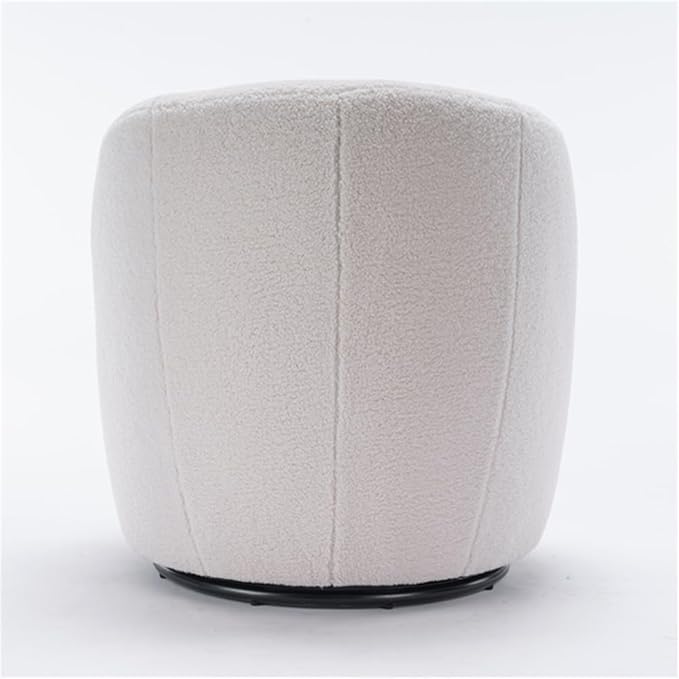 i-POOK Swivel Accent Chair Modern Teddy Upholstered Armchair Lounge Chair with Metal Base and Padded Cushion for Living Room White
