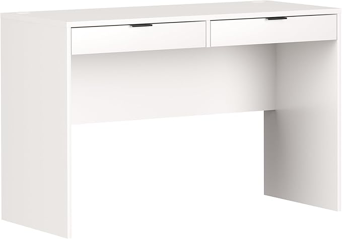 Prepac 46 Writing Desk – Computer Desk with 2 Drawers White Office Desk for Home Office or Bedroom