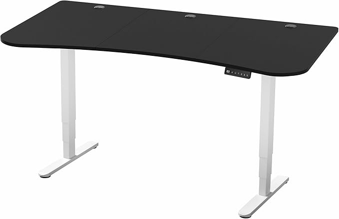 VIVO Electric 63 x 32 in Dual Motor Standing Desk Memory Height Adjustment 2B Series Black Carbon Fiber Top White Frame DESK-KIT-2W1R