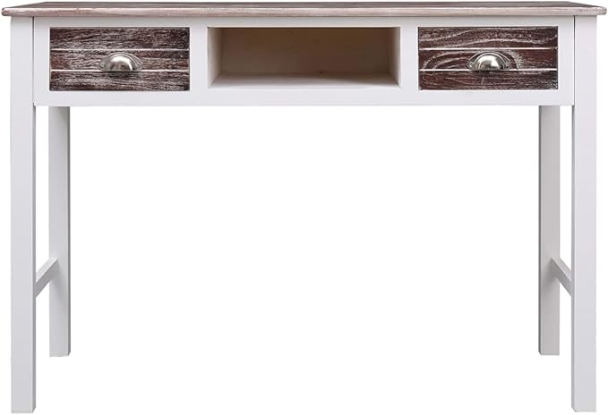 Writing Desk Brown 43.3x17.7x29.9 Wood Desk for Bedroom Office Desk Computer Desk Writing Desk